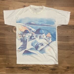 Santorini Greece T Shirt White Medium
